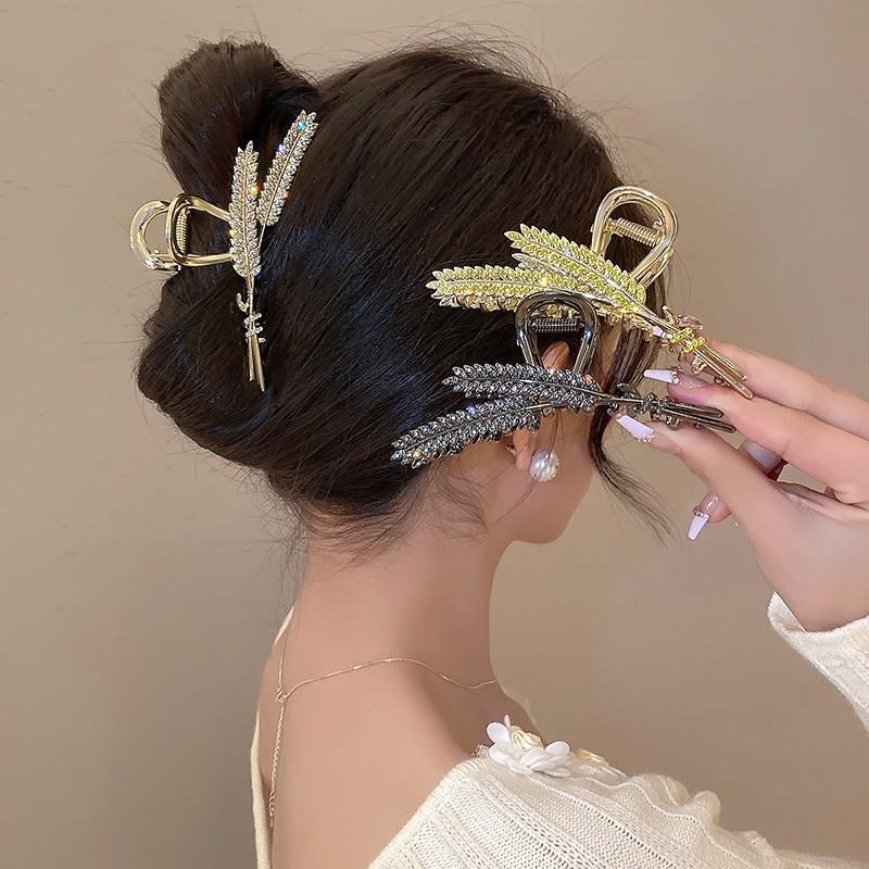 Exquisite Rhinestone Wheat Claw Clip Metal Geometric Shark Crab Hair Clip Hairpins Barrettes For Women Fashion Hair Accessories Headwear