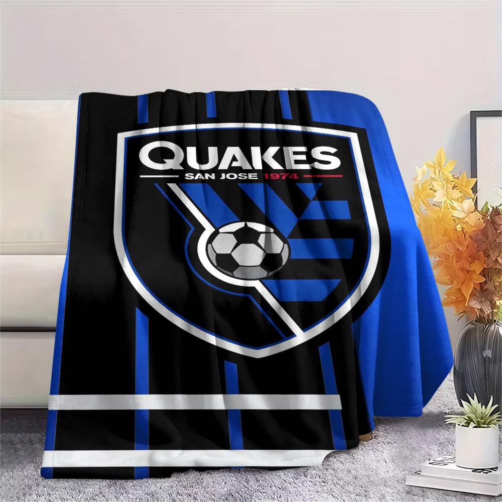 1Pc San Jose Earthquakes Print Flannel Blanket High Quality Warm Comfortable Cover for All Seasons Perfect for Gifts Home Decor
