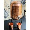 5 Litre Hammered Copper Water Dispenser (Matka/Pot) Container Pot with 1 Copper Glass and Stand,Pure Copper and Ayurvedic Health Benefits (5000 Ml)