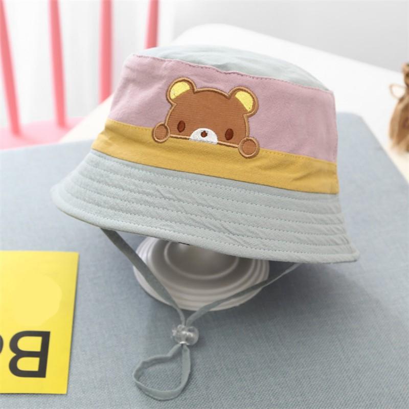 

Summer Baby Boys Girls Toddler Embroidery Cartoon Print Bucket Hats Caps Reversible Sun Headwear