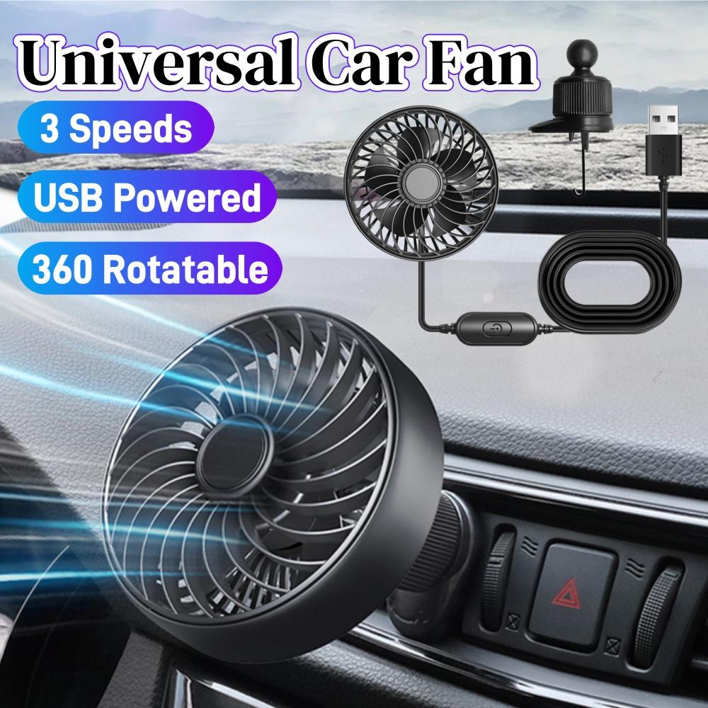 Universal Car Cooling Fan Single Head 360 Rotating 3-speed Adjustable Ventilation Fan Strong Wind Electric Mini Car Fan Cooler