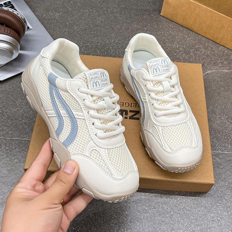Thick-soled German training shoes women's 2025 autumn new breathable versatile mesh white shoes retro lightweight casual Forrest Gump shoes