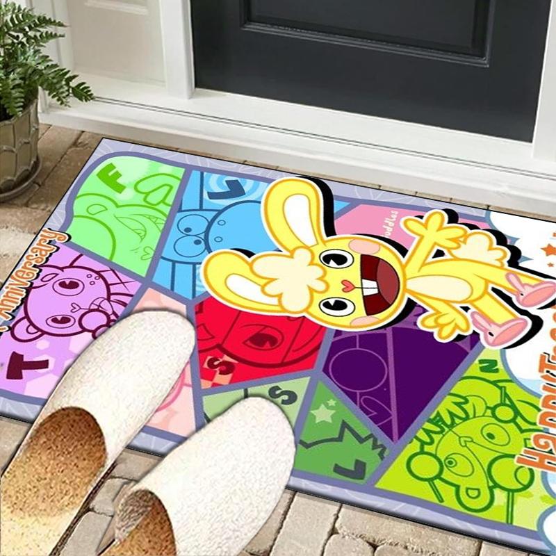 Happy Tree Friends Anniversary Office Rug Chair Mat, Game Carpet, Suitable for Front Door, Bedroom, Living Room, Desk, Holiday Gift