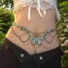Rhinestones Waist Belt Stylish Multilayer Butterfly Waist Chain Elaborate Chain Belly Chain for Belly Dance Waist Chain