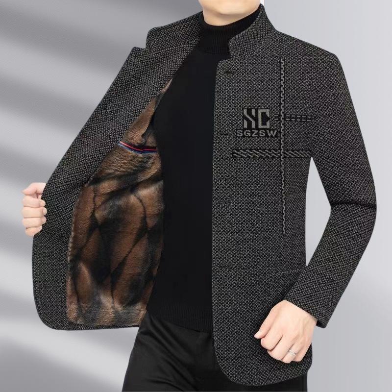 2025 Autumn/Winter Men's Wool Coat for Middle-Aged and Elderly – Business Casual Dad Style, High-Quality Outerwear.