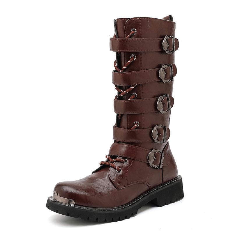 Men's Large High-Top Martin Boots - Trendy, Versatile Leather British Style with Side Zip