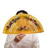 Traditional Folding Fan Artistic Hand Paint Design Natural Wood Fan Cultural Home Display Ornament