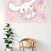 Cinnamoroll Pink Theme Tapestry Single Print Cute Decorative Wall Hanging Home Bedroom Living Room Sanrio Theme Decor Indoor Use
