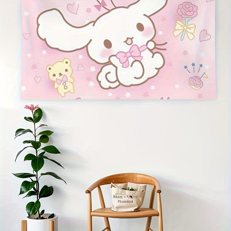 Cinnamoroll Pink Theme Tapestry Single Print Cute Decorative Wall Hanging Home Bedroom Living Room Sanrio Theme Decor Indoor Use