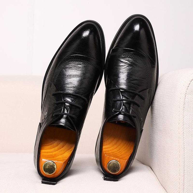 Trend low-top leather shoes men's dress casual leather shoes work British groom wedding leather shoes 2025