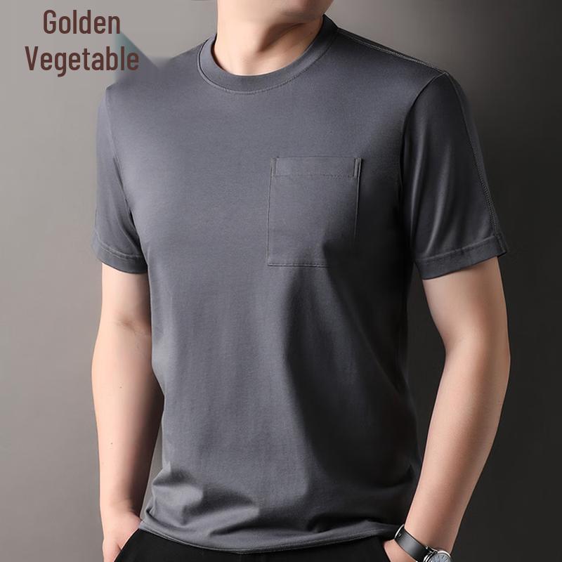 

Мужская повседневная хлопковая футболка с коротким рукавом и карманом XL