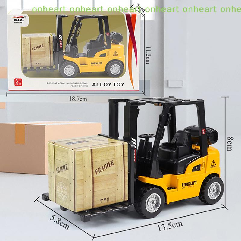 [C]Alloy Die-Cast Model Vehicle Construction Forklift Friction Toy Cargo Pallet Interactive Toy For Boys Girls Xmas Gift
