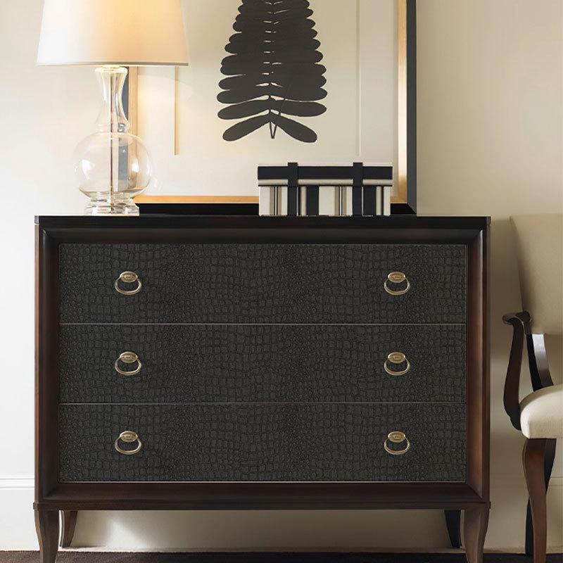 Self-Adhesive Black Crocodile Texture Wallpaper - Waterproof Decorative Wall Sticker
