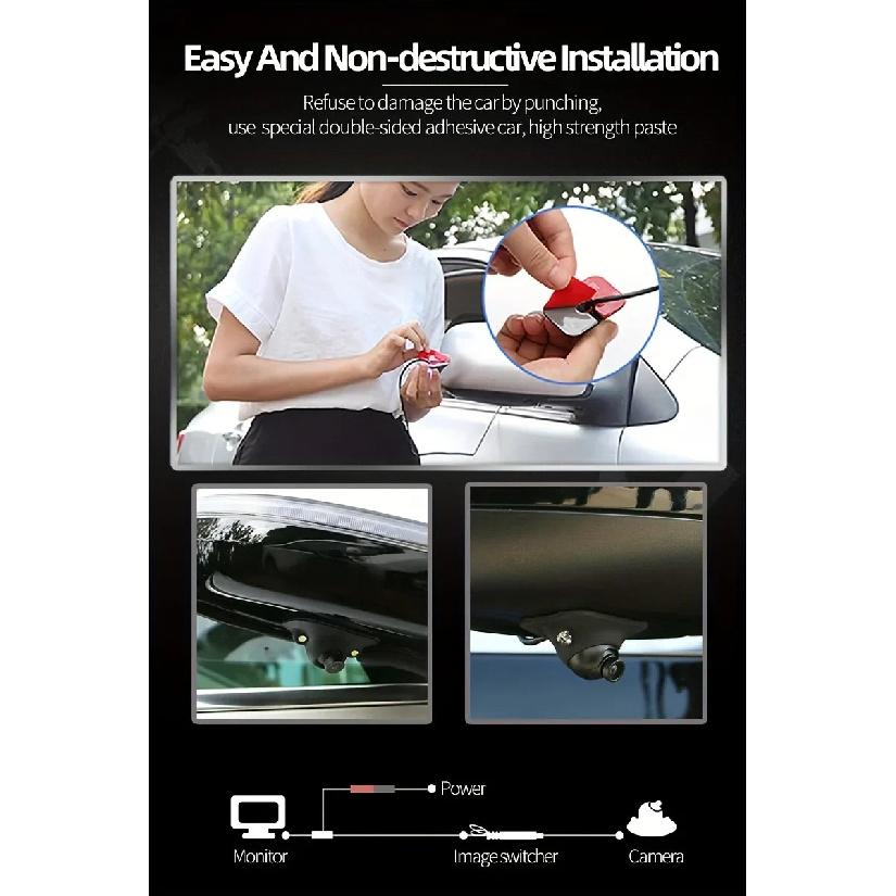 360° Rotating Car Multi-function Camera with Night Vision, 2LED, CCD, Backup Camera for CVBS Display- Front/Right/Left/Rear View