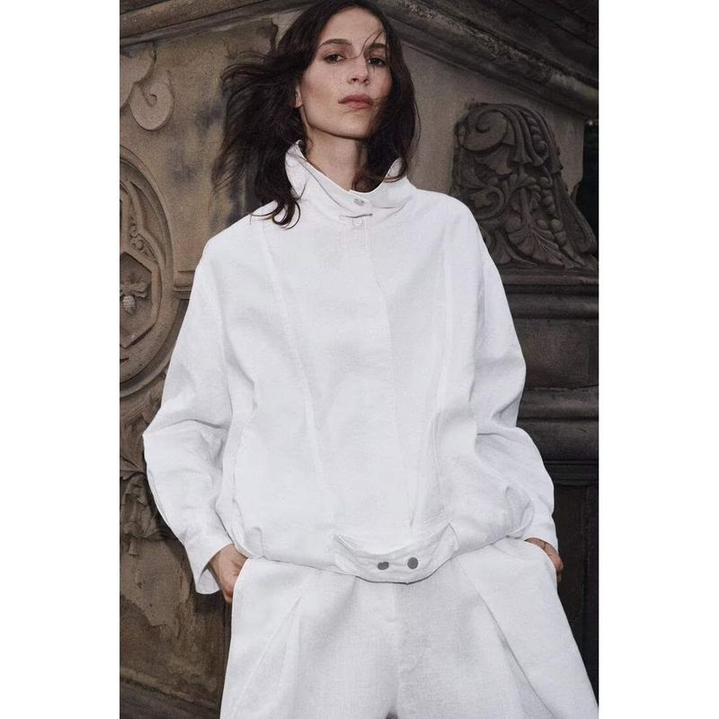 Za Autumn and Winter New Arrivals Women's Clothing Zr European and American Style Loose and Versatile Linen Bomber Jacket Coat 8143327