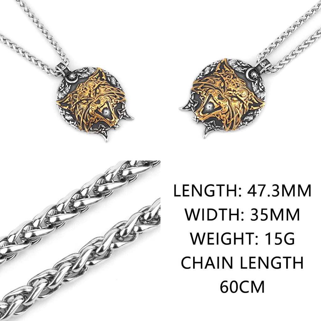 Herren Wikinger Wolf Halskette Edelstahl Mode Hip Hop Odin Amulett Keltischer Anhänger Halskette Vintage Charme Schmuck