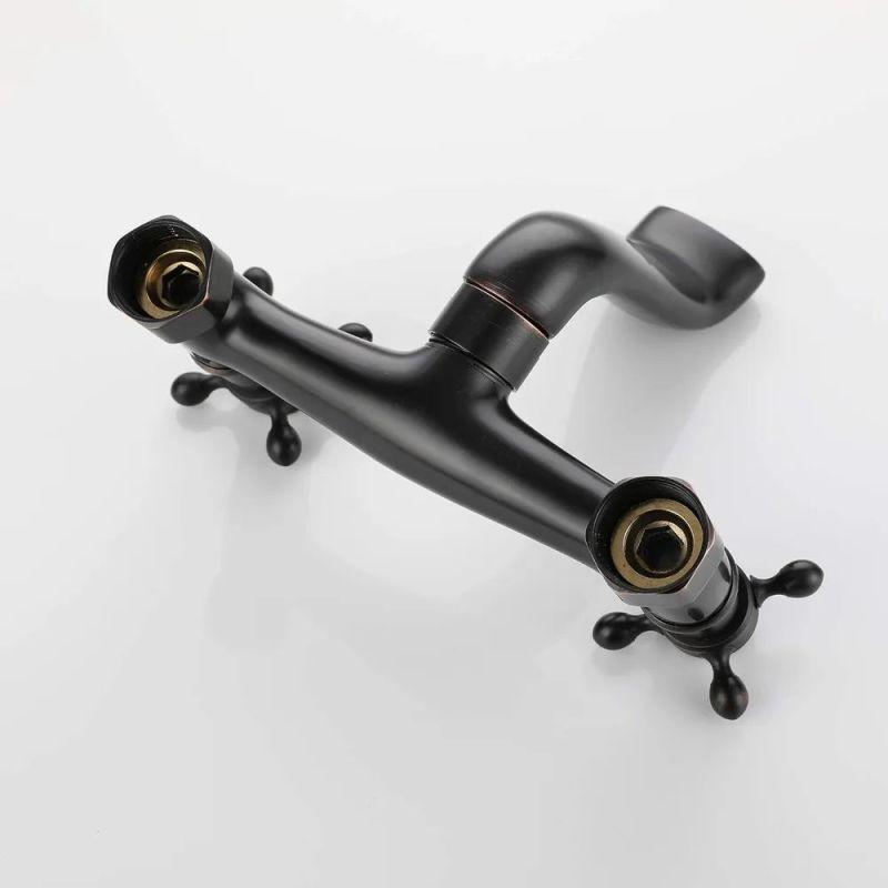 Retro Copper Bathtub Faucet, Wall Mounted Bathroom Faucet, Hot and Cold Water Bathtub Faucet with Double Handle