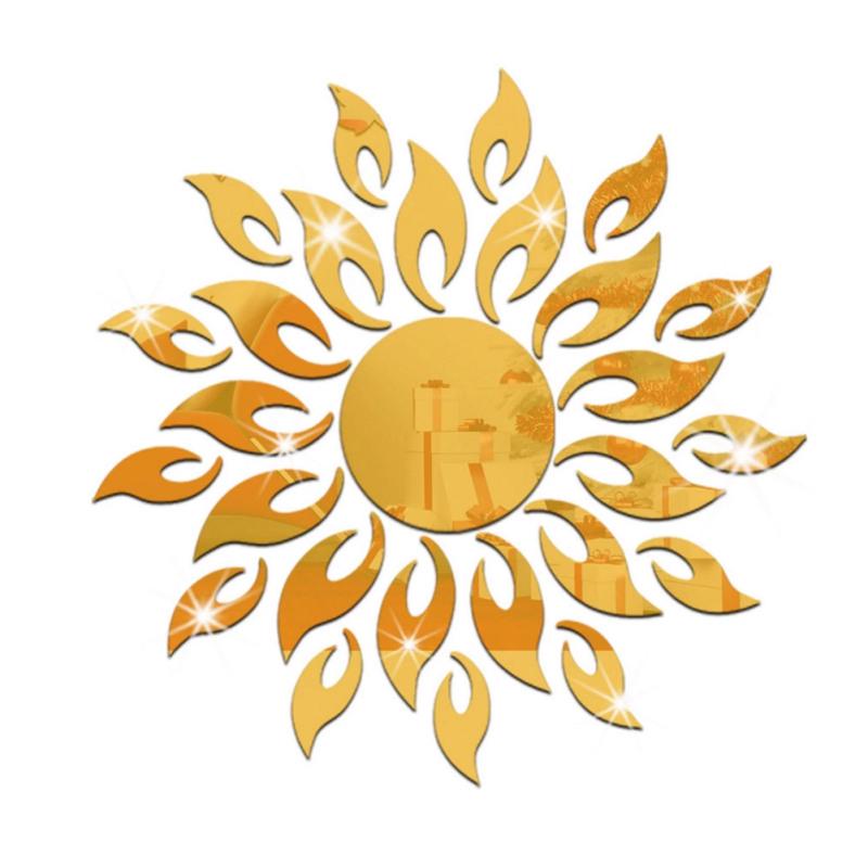 Removable 3D Sun Pattern Mirror Surface Wall Sticker