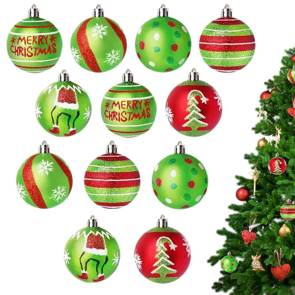 12Pcs/set Christmas Tree Balls Ornaments Holiday Decor Glitter Ball Ornaments For Christmas Tree Wall Hanging Decoration