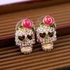 2PC Fashion Halloween Rose Skull Small Knife Personalized Micro Inset Earstuds Suitable for Parties, Festivals, Gifts-6061