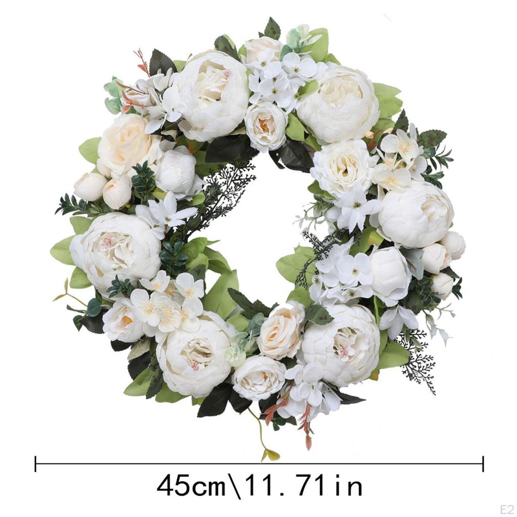 Artificial Peony Wreath Flower Arrangement Sturdy Garland for Anniversary Window