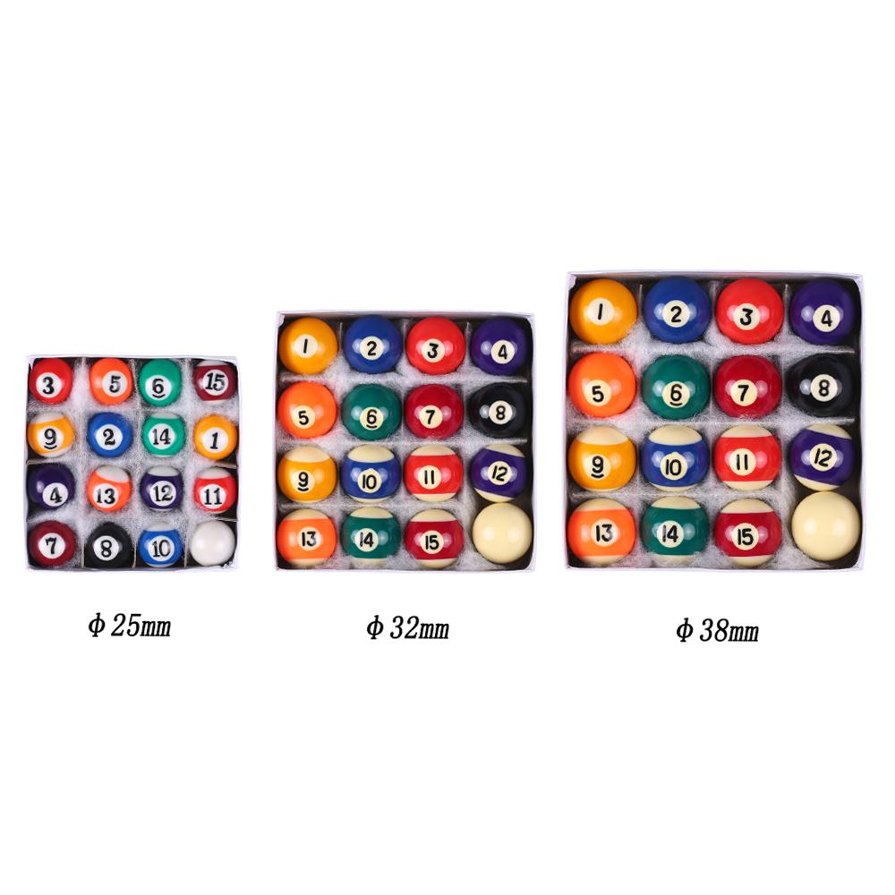 25MM / 38MM Children Billiards Table Balls Set Resin Small Pool Cue Balls Full Set Pool Table Ball Set Cue Ball Set for Training
