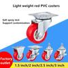 4 Pcs/Lot 1.5/2/2.5/3 Inch Casters M8/M10 Screw Fixed/Universal/Brake Wheels Silent Coffee Table Pulley Light Furniture Red PVC