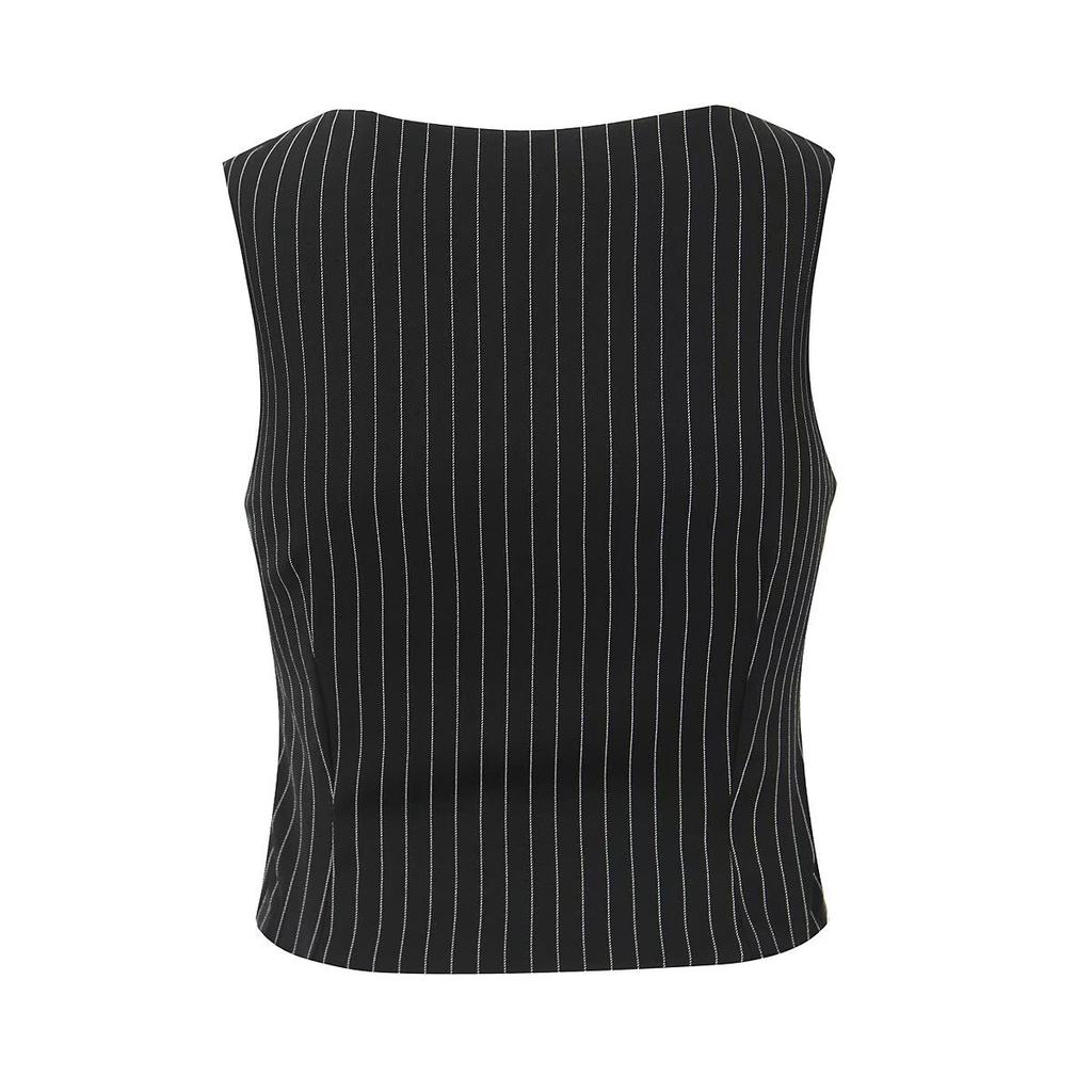 European and American style, new women's clothing, foreign style vest, striped strap top, striped pleated skirt