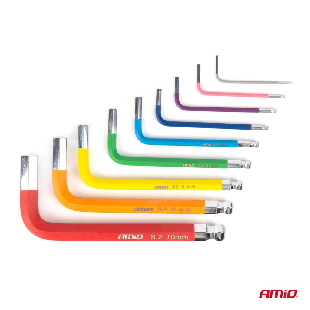 Hex Keys with Ball Head Short Allen Keys Set of 9 S2 Amio-04298