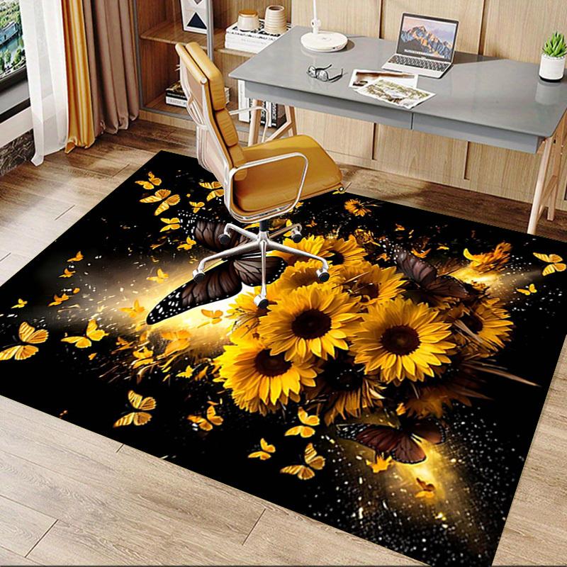 1PC Butterfly Sunflower Non-Slip Floor Carpet, Office, Family, Bedroom, Studio - Large Area Rug,Decorative Mat, Longlasting Material-C0454