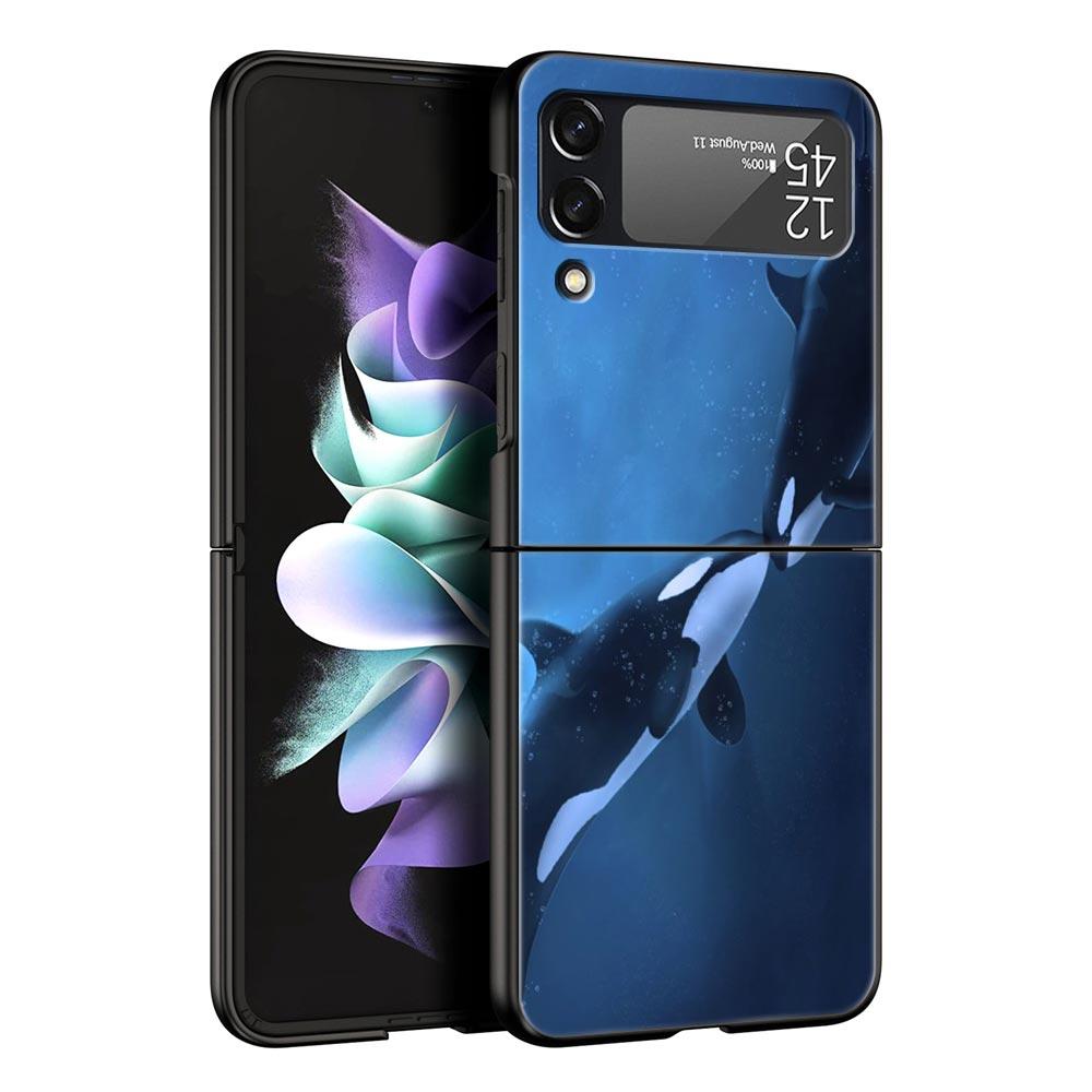 Orca ocean lovely killer whale Phone Case For Samsung Galaxy Z Flip3 Flip4 Flip5 PC Shell For Z Flip 3 4 5 Hard Folding Cover Galaxy Z Flip 4