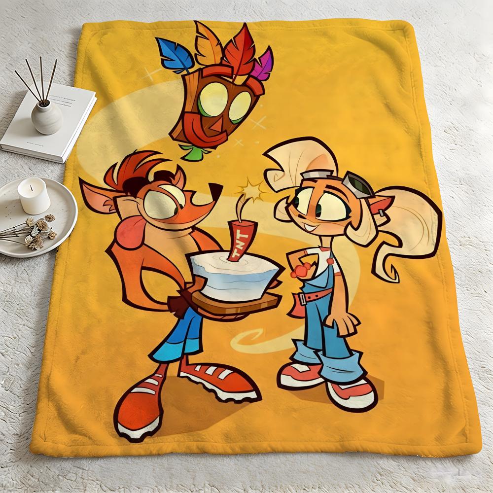 game C-Crash Bandicoot-T Throw Warm Soft Flannel Blanket, Multi-use for Sofa Bed Camping Travel Nap
