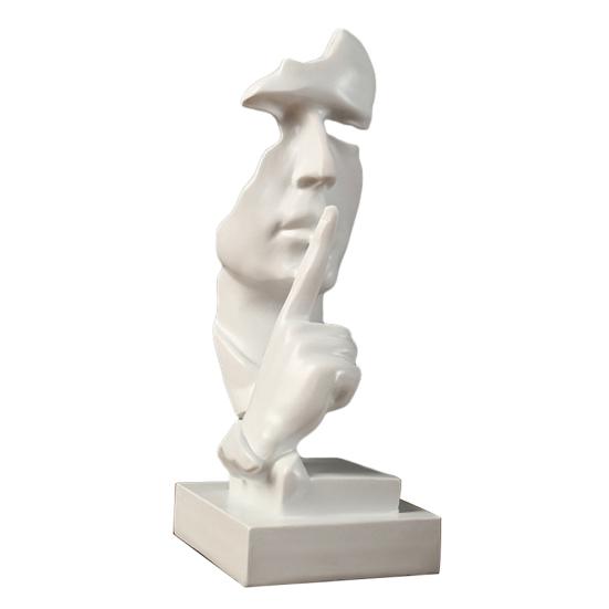 Resin Silence Is Gold Sculpture Statuette Figurine Craft Office Home Decoration