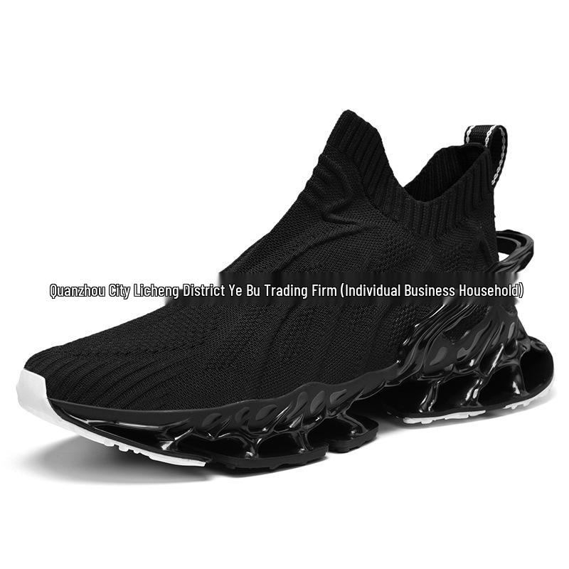 Summer Flyknit Sock Sneakers - Large Size, Breathable, Shock-Absorbing Running & Casual Men's Shoes