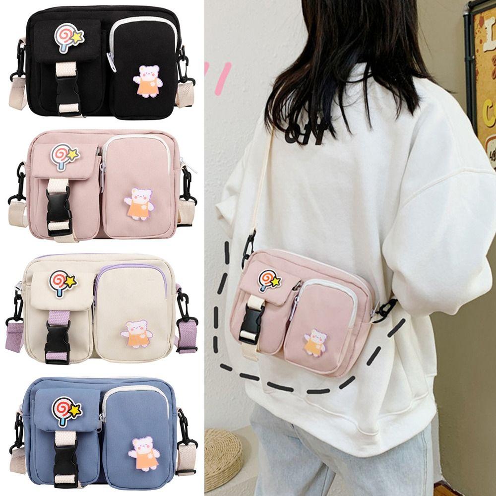 

Students Canvas Cute Messenger Bag Shoulder Bags Crossbody Bags Flap Handbags білий