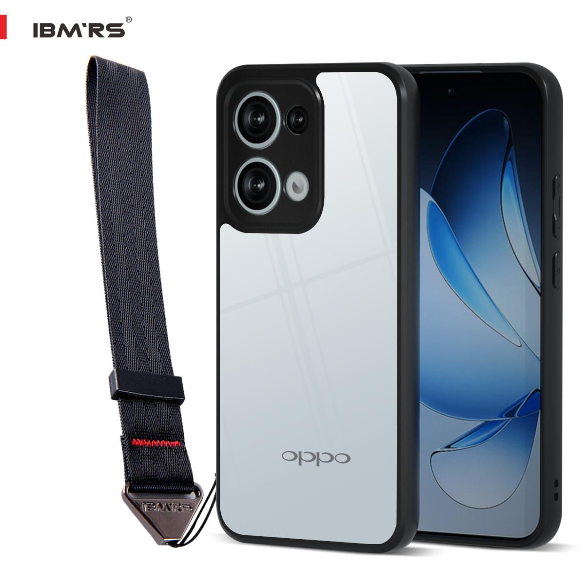 

(В комплекте ремешок на запястье)Чехол IBMRS для телефона Oppo Reno13, ультратонкий, приподнятые края защищают камеру и экран - черный камуфляж прозрачный
