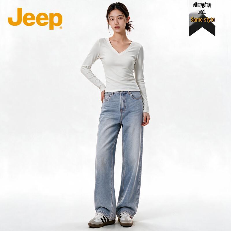 Jeep American Retro Streetwear Straight-Leg Jeans