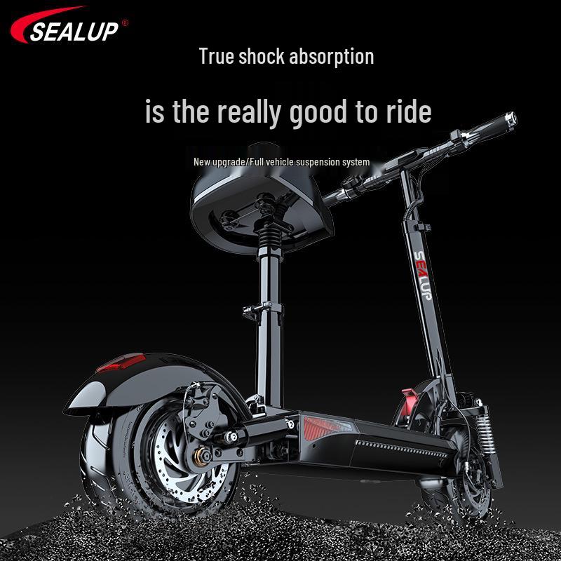 Hirop Adult Folding Electric Scooter, 10-Inch Aluminum Alloy, Two-Wheel Ride-On