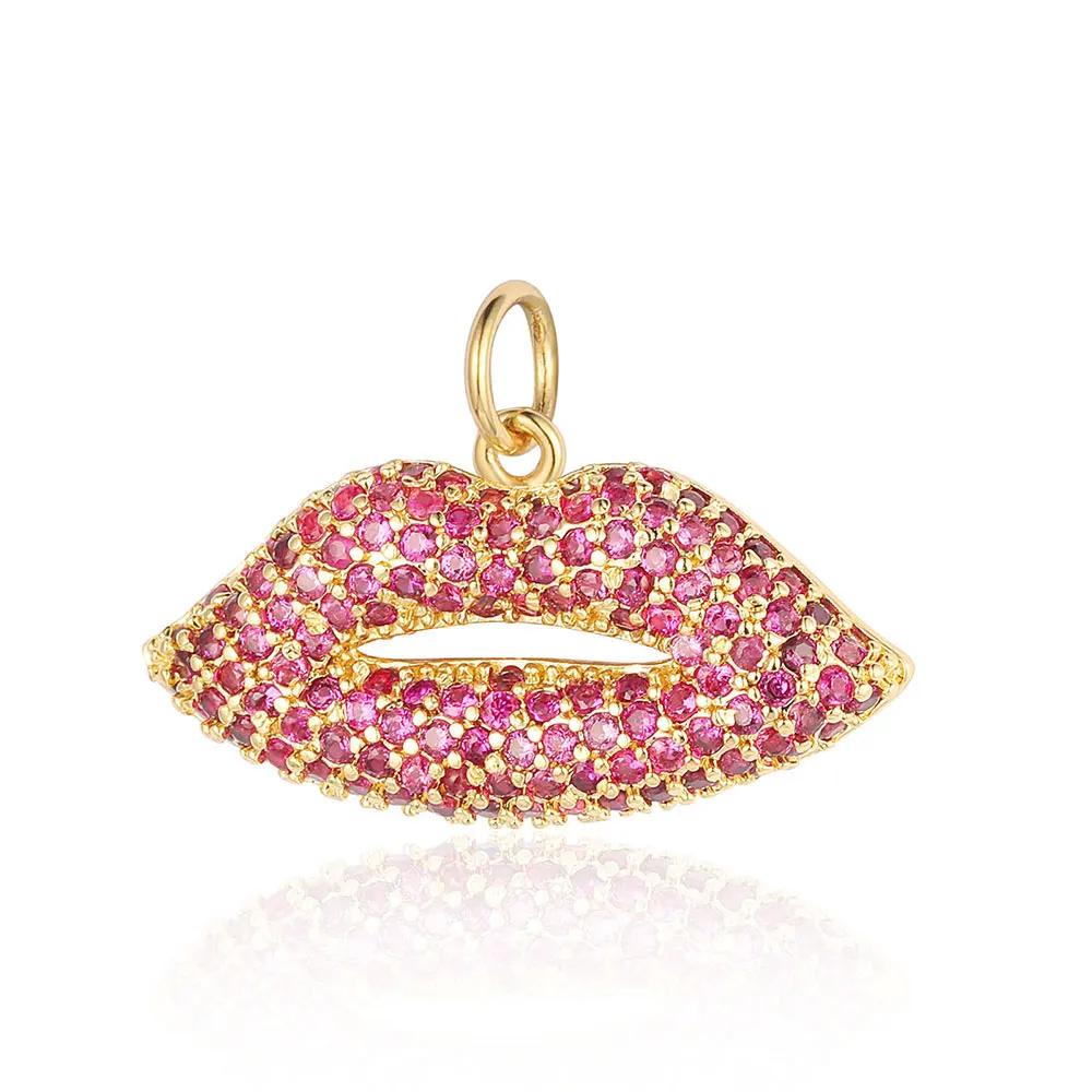 Lips Crescent Heart Crown Beetle Copper CZ DIY Jewelry Charms Triangle Evil Eye Flame Dancer Bracelet Earring Making