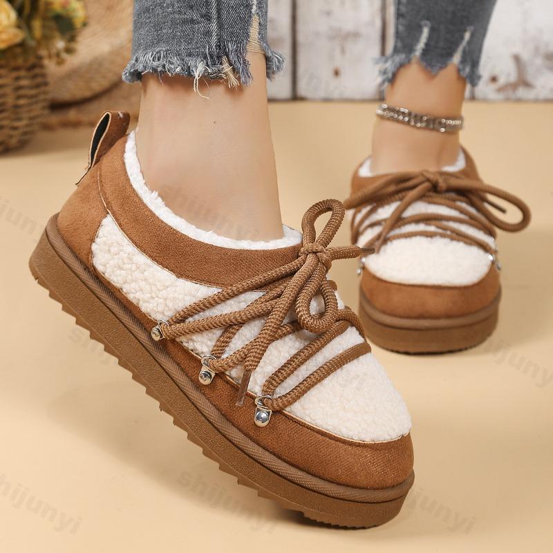 Fashion 2025 Winter Retro Low Top Thick Soled Casual Plush Snow Boots for Women's Warm Comforatble Versatile Fashion Chunky Cotton Boots