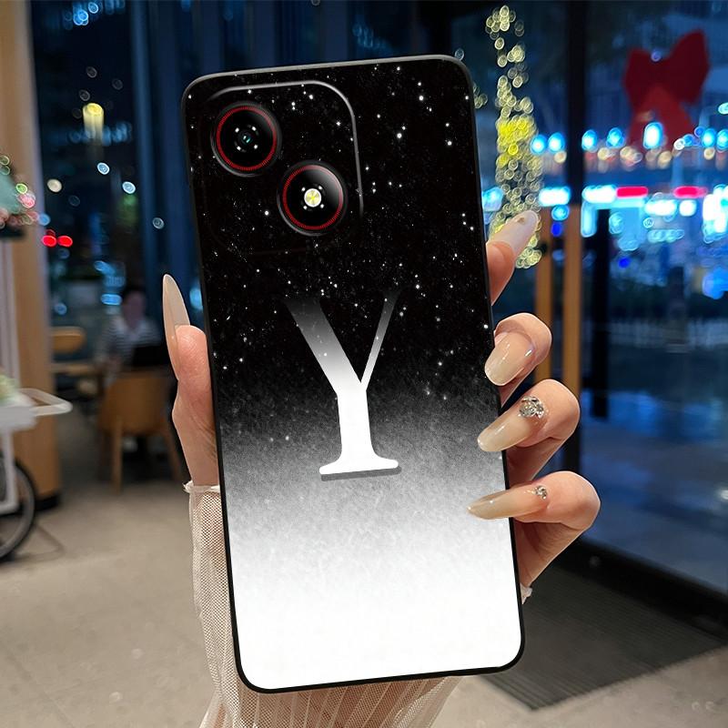 Beautiful Bright Color Couple Phone Case For ZTE Blade A35E Anti-scratch Soft Lucky Initial A-Z Letter Pattern Shell