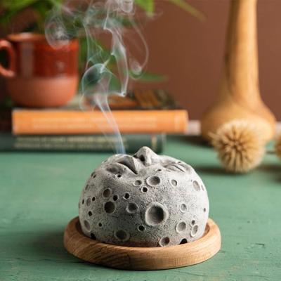 1Pc Moon Incense Burner Aromatherapy Burner Living Room Decoration Ornament, For Outdoor Yard Patio Garden Home Decoration, Halloween Christmas Gift