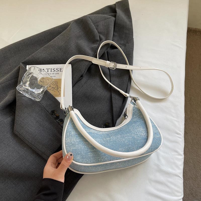 Niche denim bag women's new versatile messenger bag one shoulder underarm dumpling bag