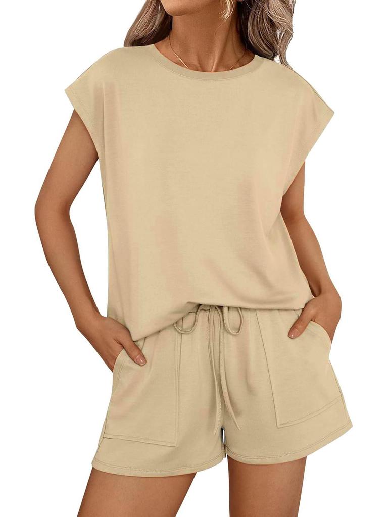 2026 Spring/Summer Women's Round Neck Loose Short Sleeve Two-Piece Set
