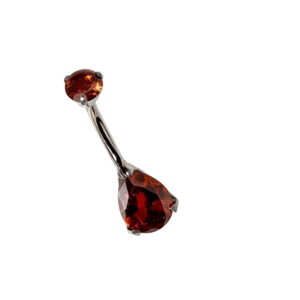 Elegant Titanium Belly Button Ring Zircon Stone Dangle Curved Barbells Navel Piercing красный