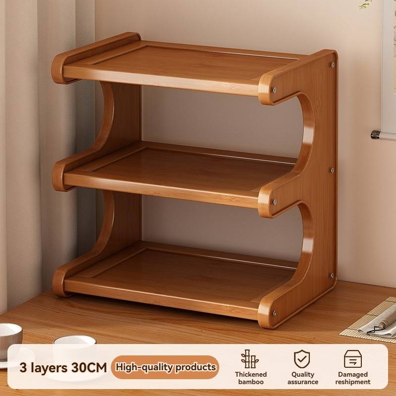 2/3-tier Bamboo Desktop Water Cup Holder/storage Rack/organizer/wooden Desktop Storage Rack