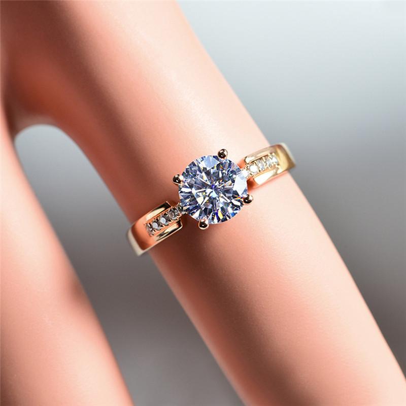 CopperWedding Bands Rings for Women Inlaid AAA Cubic Zirconia Luxury Engagement Jewelry Gifts