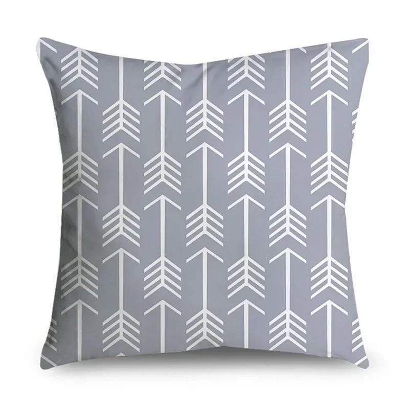 Gray Striped Geometric Double-Sided Printed Pillow Cover Short Plush Suitable Living Rooms Bedrooms Sofas Throw Cushion Cover