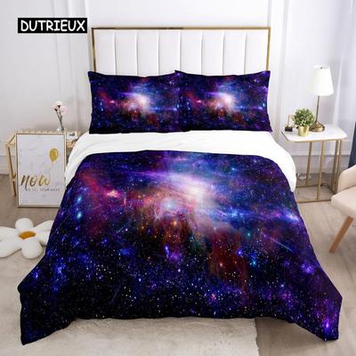 Ensemble Housse de Couette Galaxy King Imprimé 3D Ensemble de Literie Thème Espace Série Galaxy Motif Univers 2/3 pièces Housse de Couette Douce en Microfibre