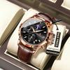 POEDAGAR Luxury Sports Watch For Men Waterproof Luminous Date Chronograph Man Wristwatch Leather Quartz Men's Watches Male Reloj